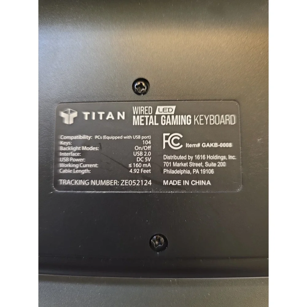 TITAN Wired LED Metal Gaming Keyboard w/Smartphone Holder #GAKB-0008.